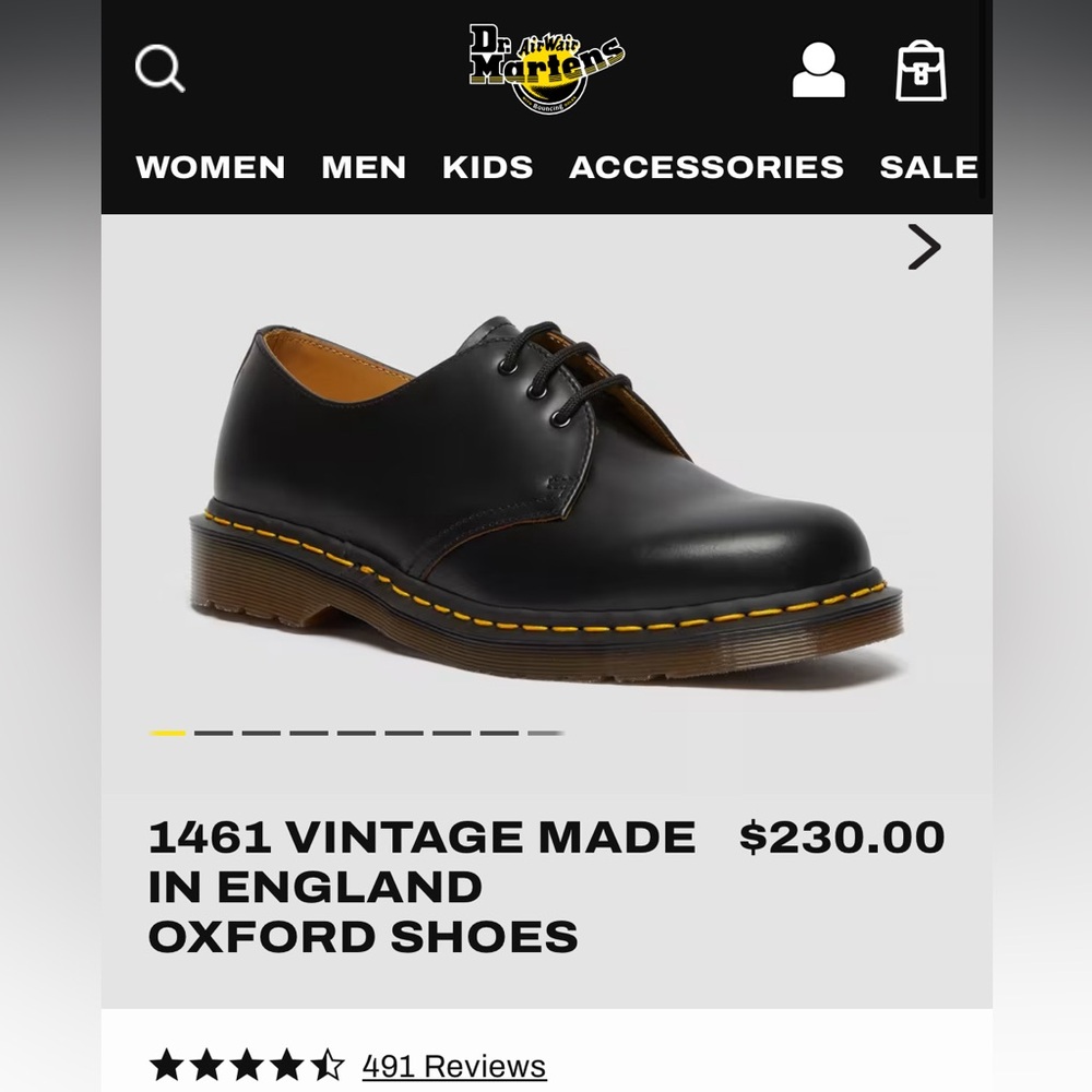 Dr. Marten “1461 Made in England” black Oxford shoe - size 10 men’s